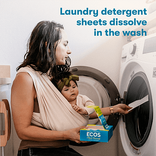 Woman using laundry sheet